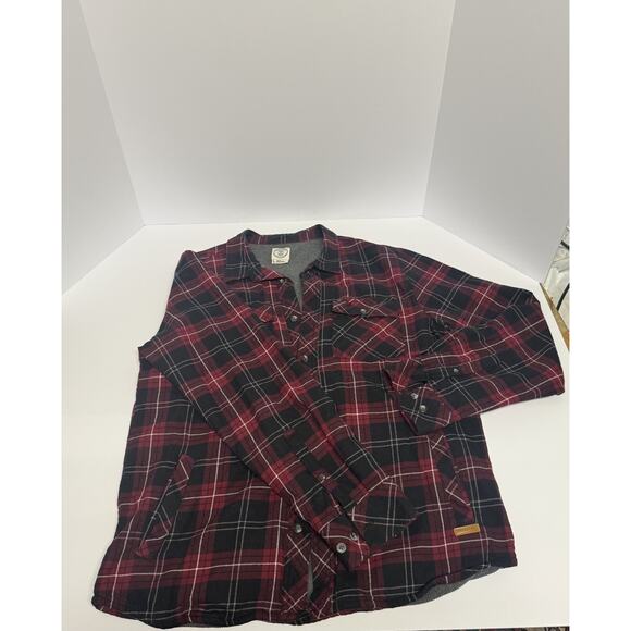 Voyager Shirt Men's Large Flannel Red Black Plaid Button Up Thermal Shacket L - Picture 1 of 10